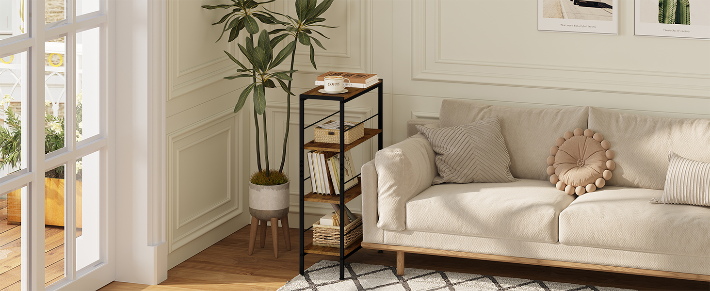 WOLTU 4-Tier Corner Shelf - White Oak & White Finish