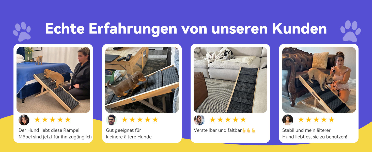 Pawaboo Рампа для собак, дерев'яна, регульована висота, 11.6'-22.4', для маленьких та середніх собак до 65 кг, протиковзка, для авто, ліжка, дивану (80x30 см, чорна)