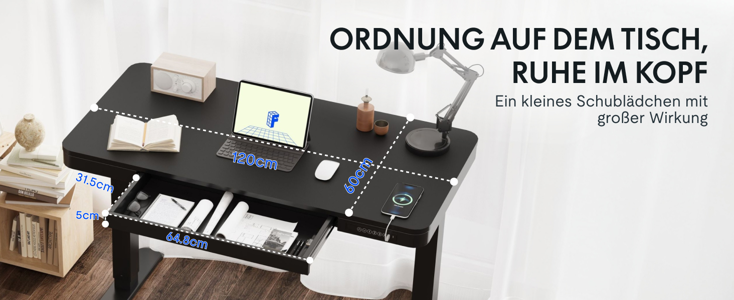 FLEXISPOT Electric Standing Desk with LED Display, Memory Function, USB Port & Drawer - 140x70cm, Luxury Black