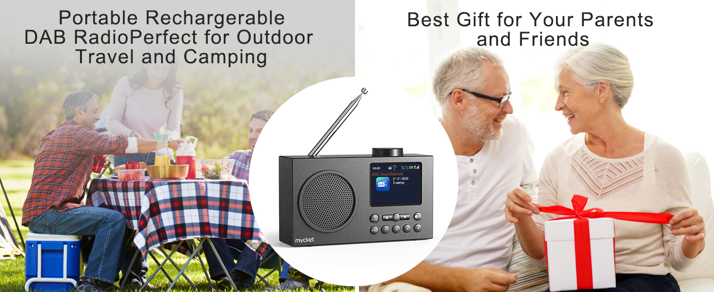 Портативне DAB/DAB+ радіо з цифровим радіо UKW, FM, Bluetooth 5.0, двома будильниками, 40 попередніх станцій та 2.4