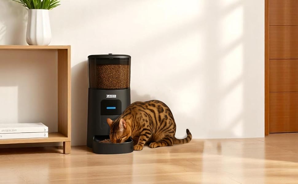 Автоматичний годівник для котів та собак Zedar A600, 6 літрів, з керуванням через APP, з нержавіючої сталі