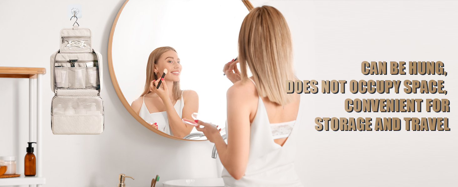 Чоловіча та жіноча сумка-органайзер для косметики та туалетних аксесуарів - велика сумка для душу, бежева