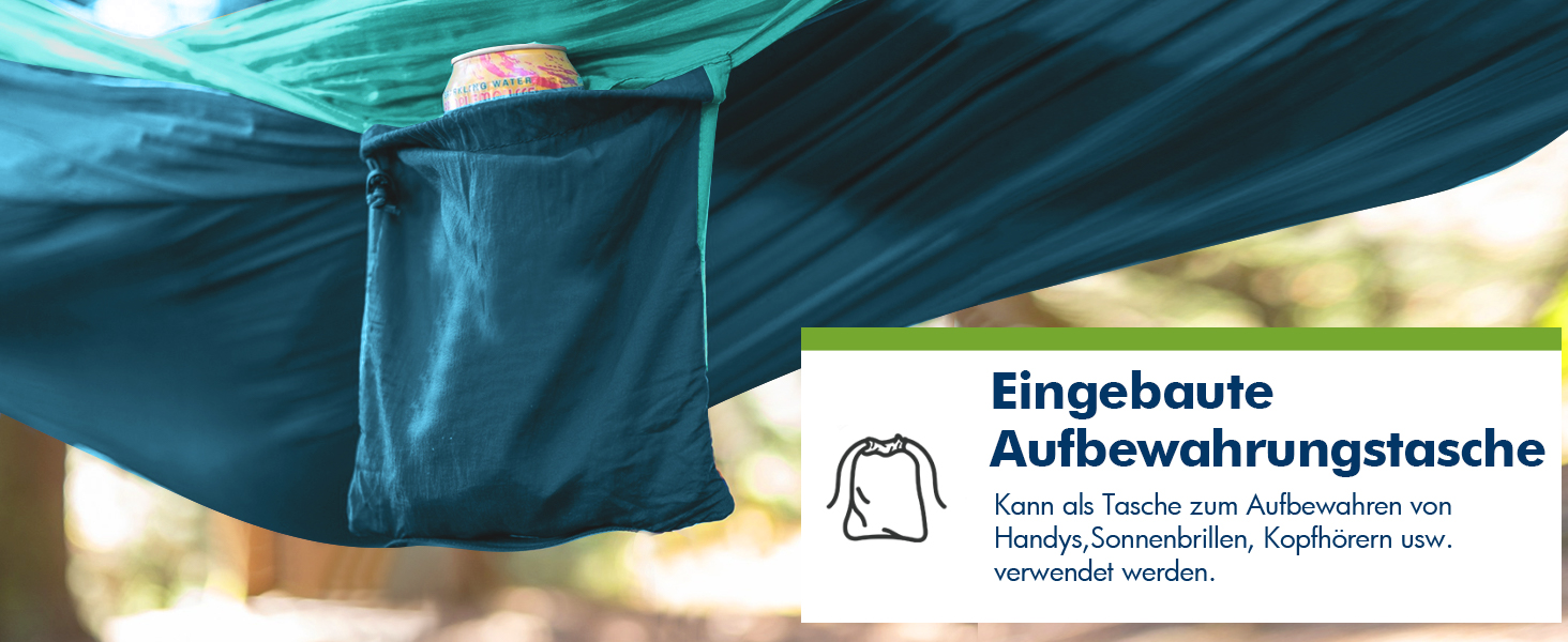 Гамак подвійний для кемпінгу 300x200 см, нейлон, синій, вантажопідйомність 300 кг