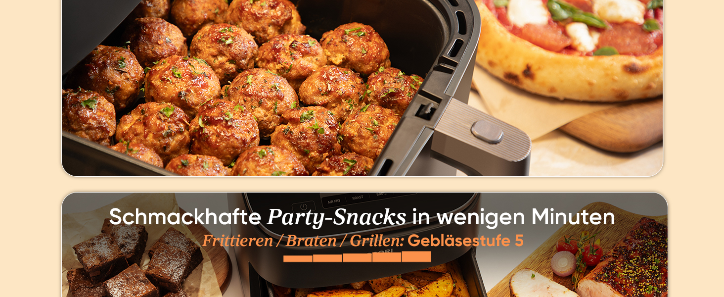 Фритюрниця Cosori Turboblaze з керамічним покриттям, 9-в-1, об'єм 6л, XXL, тихий DC мотор, 87 рецептів, колір: вугільний сірий