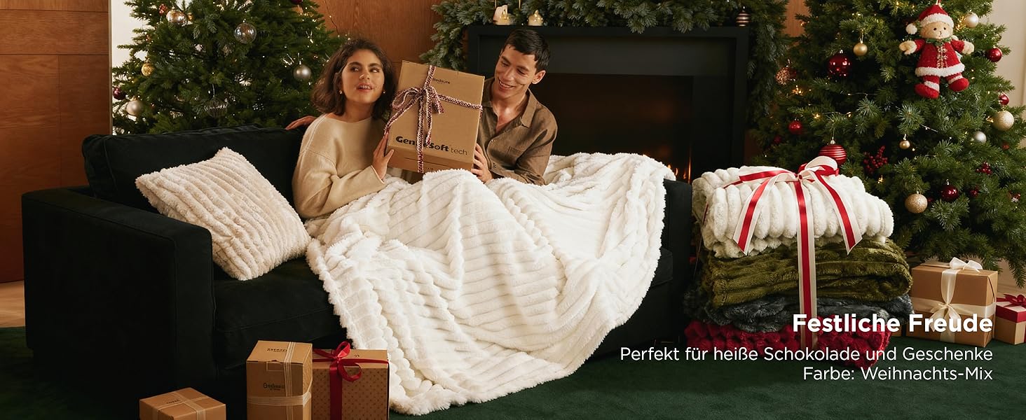 BEDSURE Плед-деко для дому - вовняний та флісовий плед, покривало на диван, м'який теплий плед з грубої в'язки для вітальні, плед для затишку, покривало на ліжко, бежевий, 150 x 200 см