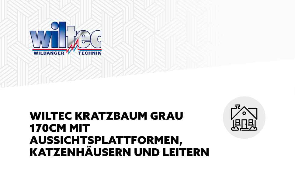 Драбина для котів Wiltec сірого кольору з сизалю, 170 см, з оглядовими платформами та будиночками