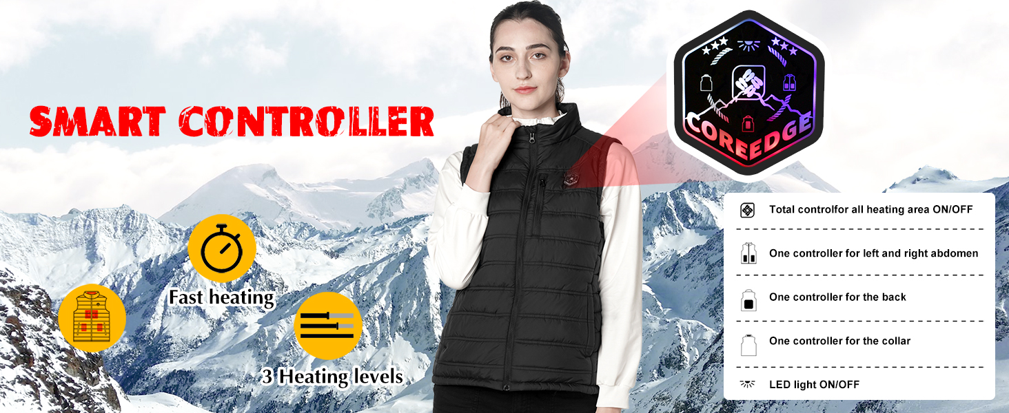 Обогревна жилетка для жінок з Powerbank, USB акумуляторна терможилетка, 3 режими температури, 4 зони обігріву, XL, чорний
