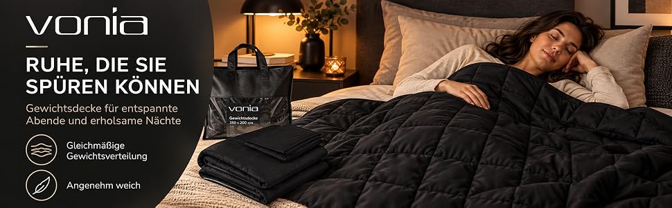 Обважнююча ковдра Vonia для дорослих, 9 кг, 150x200 см, поліестер, чорна