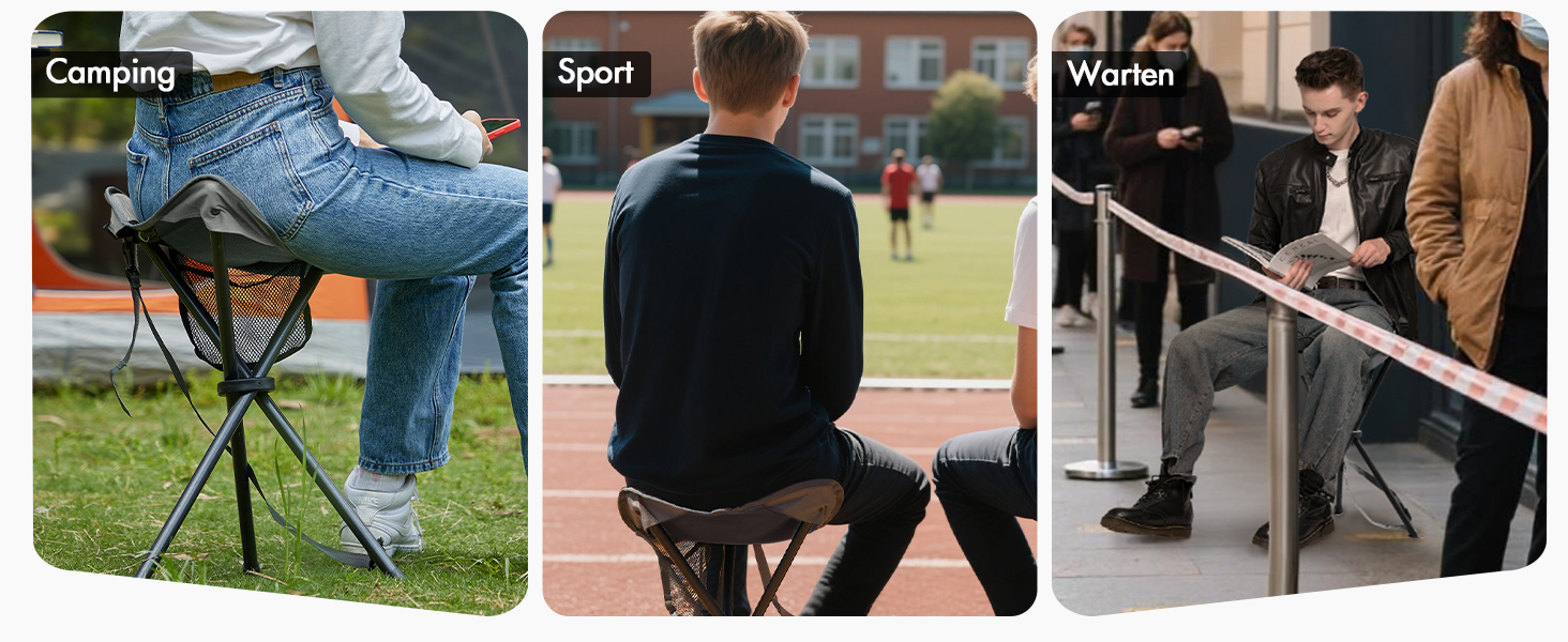 Складний туристичний стільчик з кишенею для риболовлі, кемпінгу та пікніків. Чорний, 53.3 см, до 102 кг.