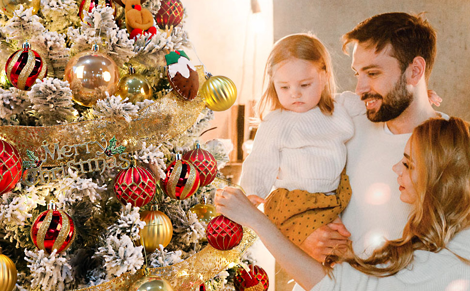 Прикраси для ялинки Shareconn 30 шт. Діаметр 6 см (60 мм), червоний та золотий колір, міцні, для ялинки та святкування