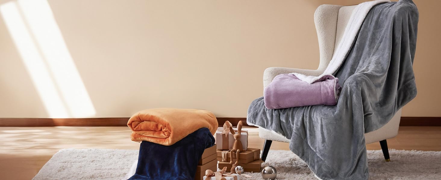 BEDSURE Плед з м'якого Sherpa, теплий вовняний плед - покривало на диван, пухнастий накид, товстий плед для дивану, подарунок для жінок, пухнастий домашній плед, сірий, 150x200 см, XL