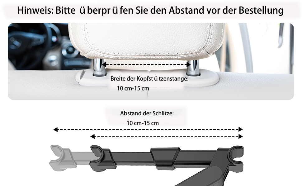 Підставка для планшета/телефону на заднє сидіння авто з поворотним кріпленням 360°, сумісна з усіма планшетами та телефонами (чорний)