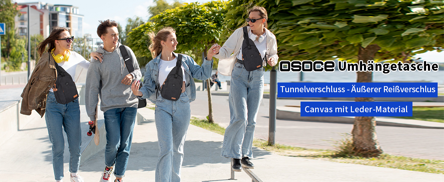 Чоловіча нагрудна сумка Brusttasche з канвасу, водонепроникна, антикрадіжна, для подорожей, туризму та спорту, чорного кольору