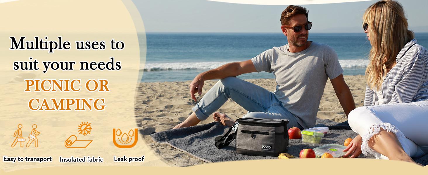 Сумка-ланч Kato Tirrinia для чоловіків: ізольована, 10.5L, з регульованим ремінцем, для роботи, фітнесу, школи, пікніків. Термосумка, витримує витоки, складається. Колір: темно-сірий