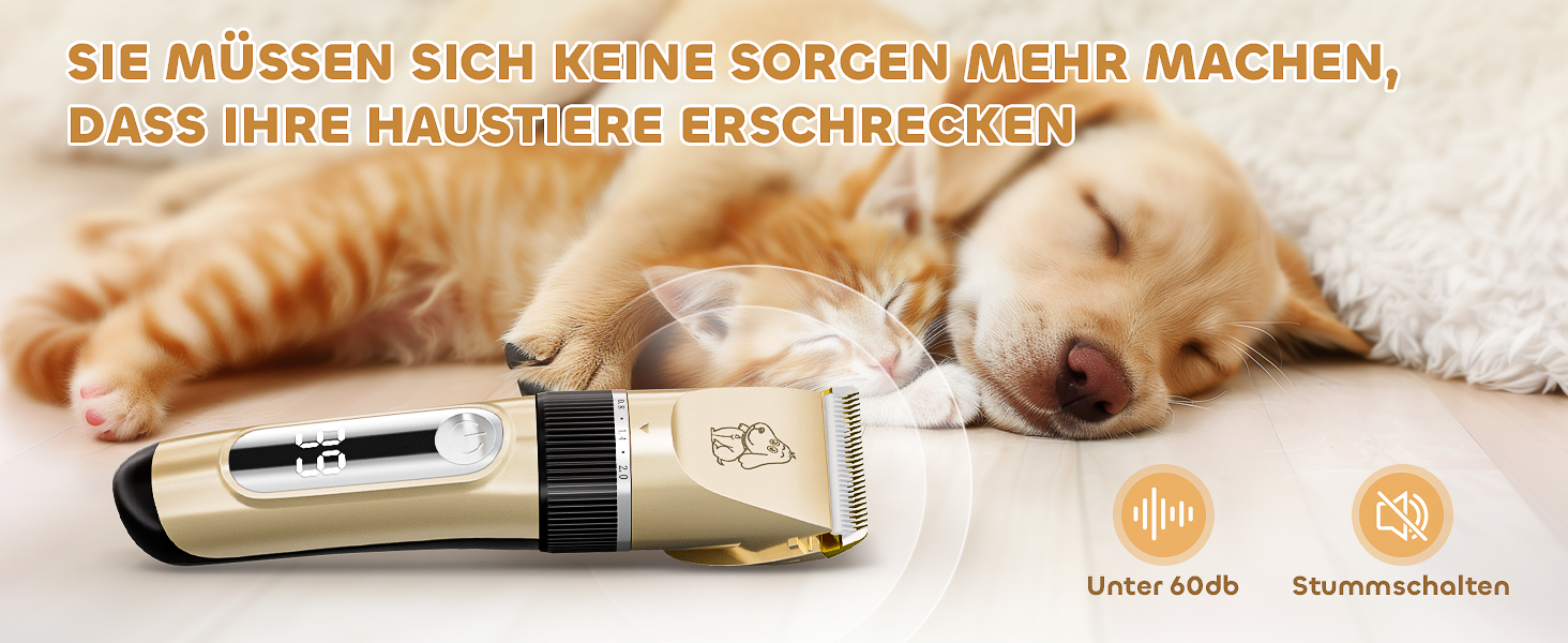 Професійна машинка для стрижки собак IPX7, водонепроникна, з LCD-дисплеєм, золота