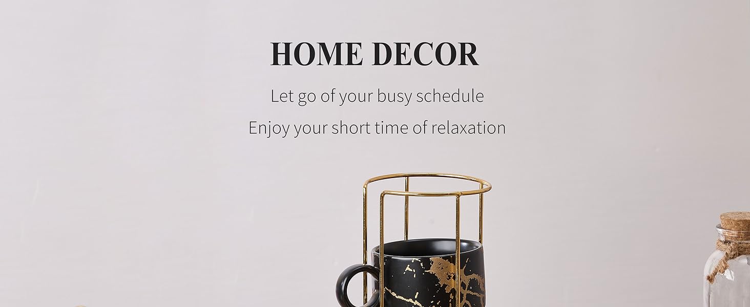 Набір чашок кавових Cappuccino HOME DECOR - 4 шт. по 160 мл з підставками та стійкою - 160 мл, кераміка, для еспресо, капучино, лате, мармурова колекція