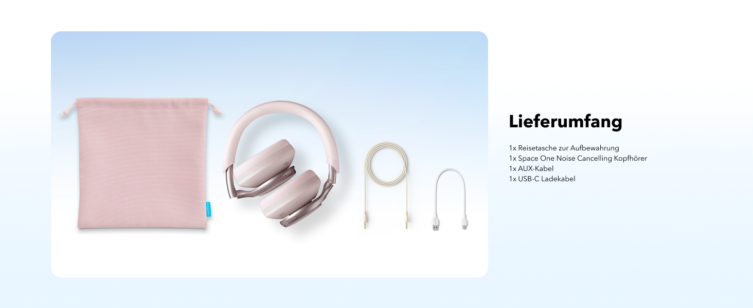 Soundcore Space One Рожеві Бездротові Навушники з Активним Шумозаглушенням Bluetooth 5.3, 40 годин, Hi-Res Audio, App