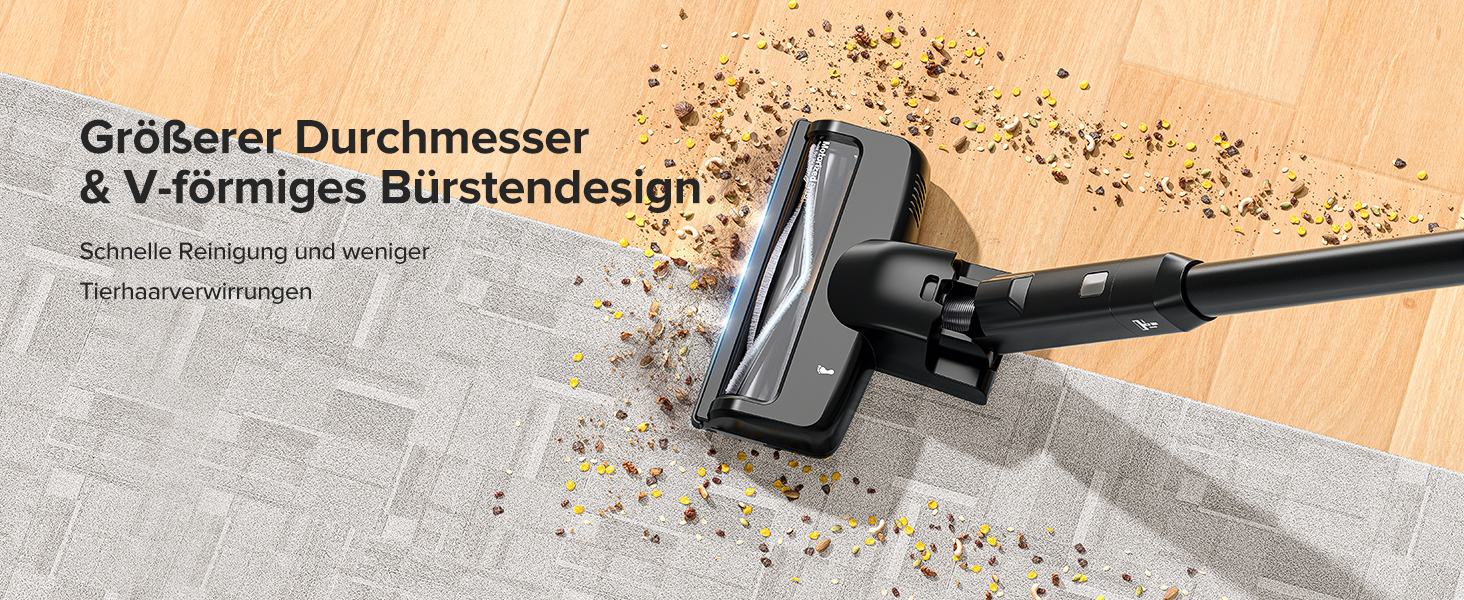 Бездротовий акумуляторний пилосос Lubluelu з LED-щіткою, HEPA-фільтром, потужністю 220W та 25kPa, час роботи до 50 хвилин, для твердих поверхонь, шерсті тварин та килимів (чорний)