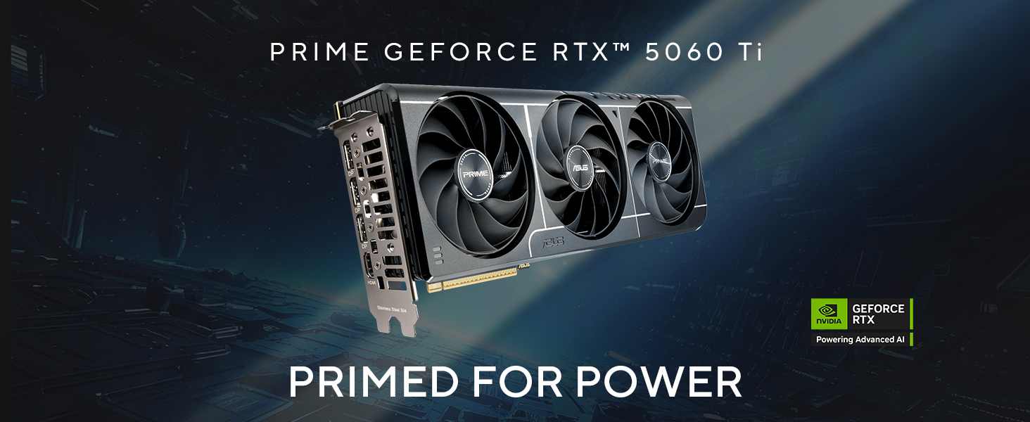 Ігрова відеокарта ASUS Prime GeForce RTX 5060 Ti OC Edition 16GB GDDR7, чорна