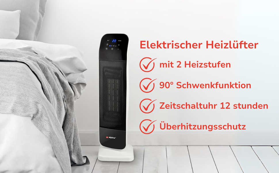 Електричний обігрівач та вентилятор Alpina - Турбо вентилятор з пультом та таймером, 2000W