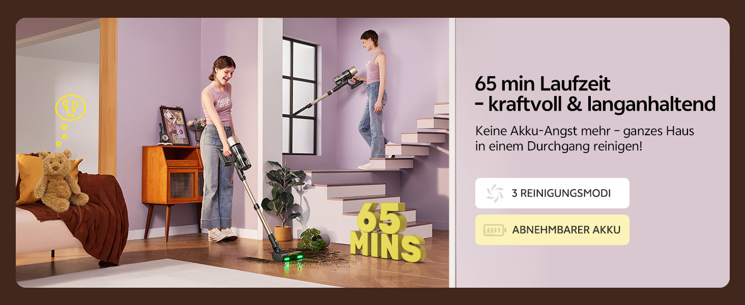 Бездротовий пилосос Ultenic з акумулятором, 600W, 55000Pa, 65 хвилин роботи, GreenEye технологія, телескопічна труба, самостійна парковка, 6-шарова фільтрація, щітка Anti-Tangle, для шерсті тварин/килимів/твердих підлог