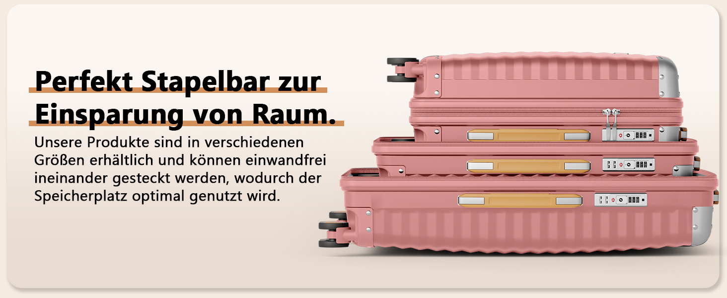 Набір валіз Joyway 3 шт. з жорстким корпусом, легкий PP, рожевий колір, з TSA замком та 4 колесами (20'+24'+28')