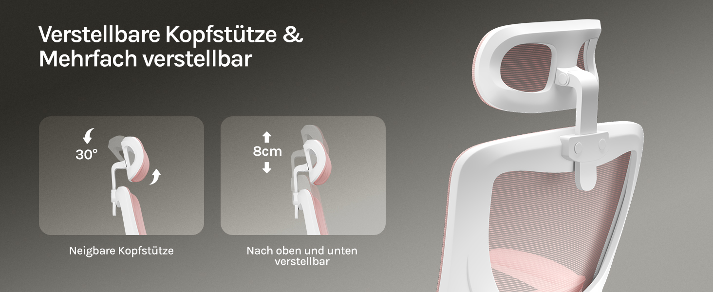 Офісний стіл Woltu: ергономічне крісло з функцією гойдання, регульована підголовник, обертові підлокітники, підтримка попереку, 150 кг, Рожевий