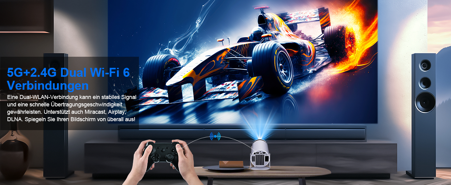 Mini проєктор Beamer 4K Android 11 Smart, електричний фокус, 5G WiFi 6, BT 5.0, Full HD 1080P, 260ANSI, автоматичне виправлення трапецеїдальних спотворень, 5W динамік