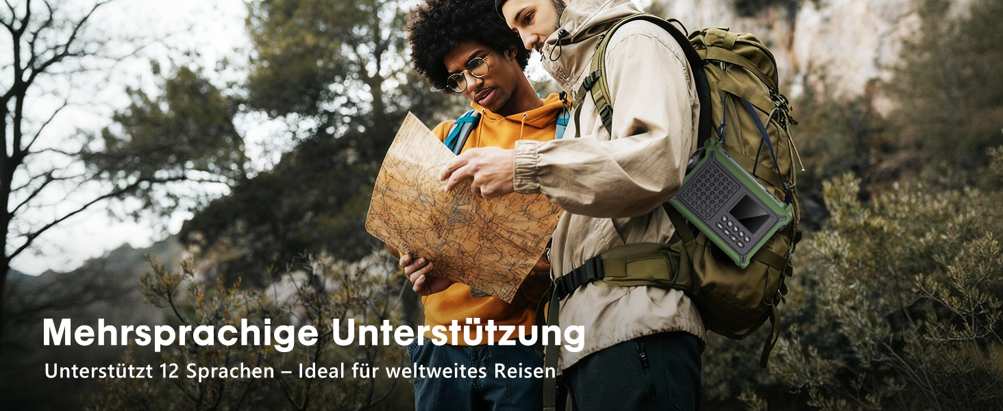 ROCAM Портативне радіо DAB+ з Bluetooth, 12000mAh, радіо з ручкою, сонячна панель 8500мм², 650mA, DAB/UKW, 2.4' дисплей, 80 станцій, LED ліхтарик, USB, SOS, IPX6, для надзвичайних ситуацій, зелене