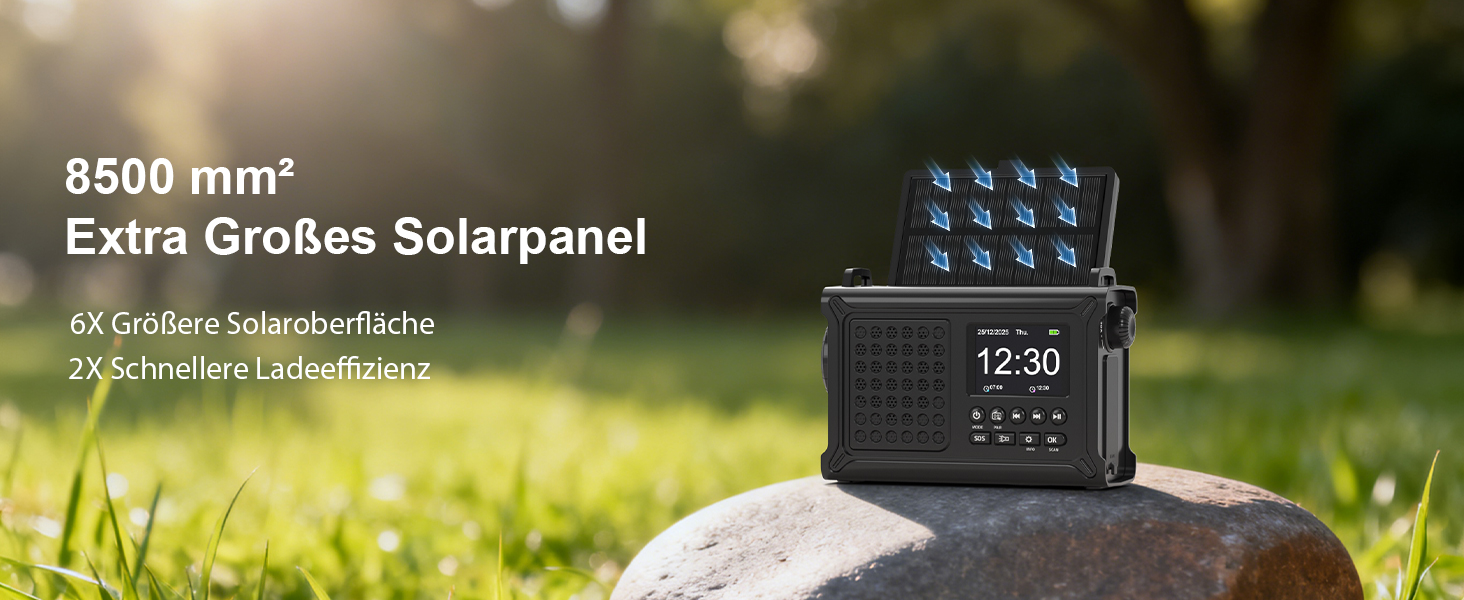 Радіоприймач Kurbelradio з DAB/DAB+/UKW, акумулятор 12000mAh, сонячна панель 8500mm², ручне радіо, Bluetooth 5.0, ліхтарик, ліхтар для читання, Outdoor, кемпінг, зелений (чорний)