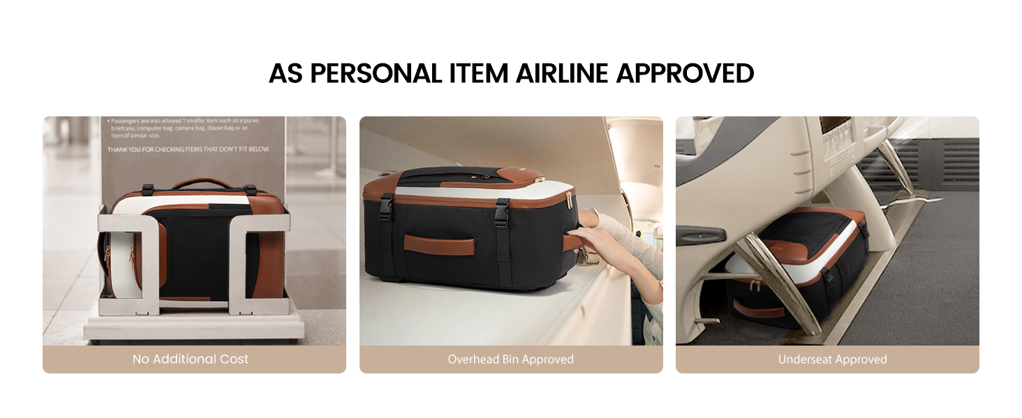 LOVEVOOK Рюкзак для ручної поклажі, 40L, для жінок, валіза-рюкзак з відділенням для ноутбука, водонепроникний, для подорожей, ділових поїздок, вихідних, Khaki-beige