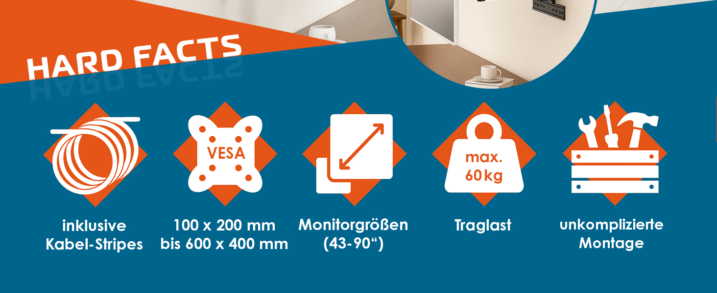 Настінний кріплення для телевізора Xantron Slim Fit, поворотний, з аксесуарами - відстань від стіни 27 мм, 43-90 дюймів, VESA до 600x400, до 75 кг - SLIMLINE-466US