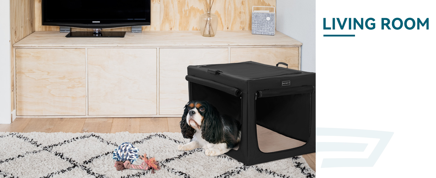 Клітка для собак Petsfit, велика, розкладна, чорна, 90x61x58 см, з підстилкою