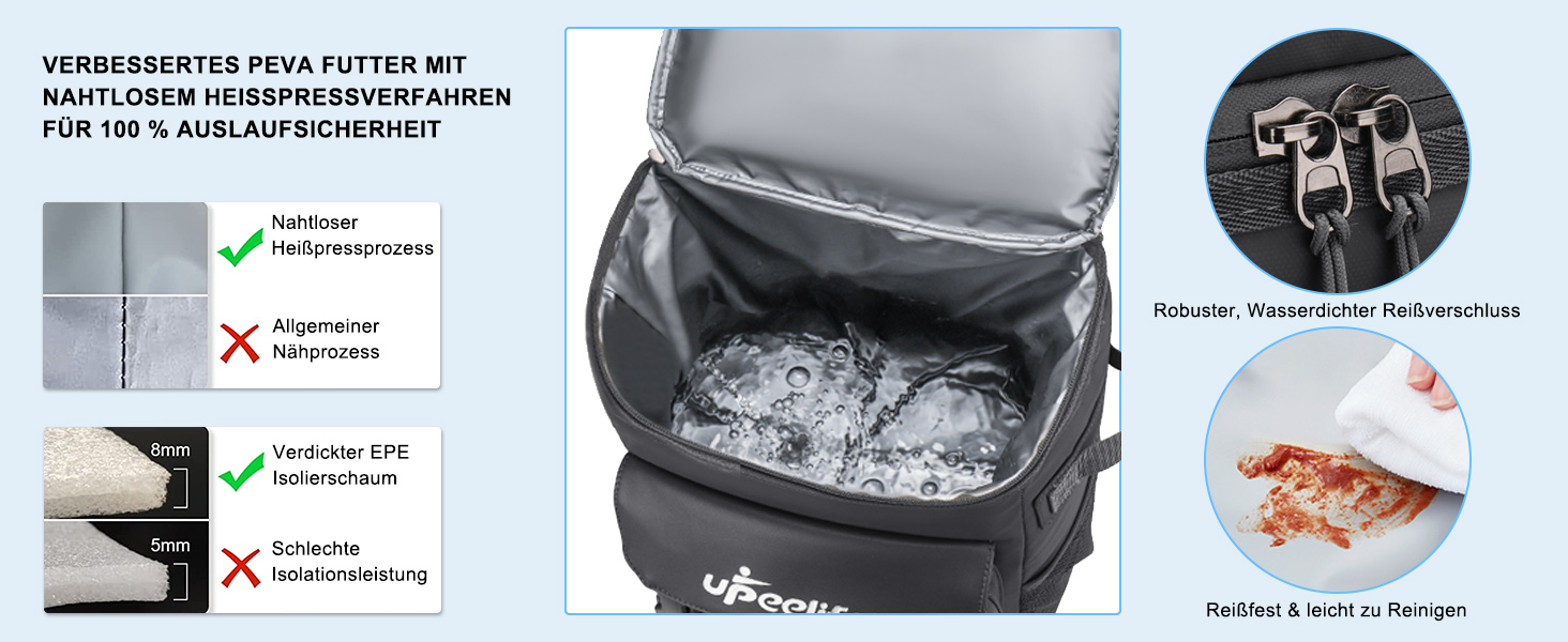 Рюкзак-холодильник Upeelife 30L з килимком для пікніка та кріпленням, водонепроникний, для кемпінгу та пікніків (сірий)