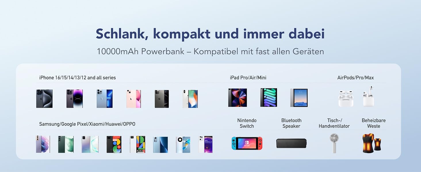 Повербанк VEGER 10000mAh 22.5W з вбудованим кабелем USB-C, швидка зарядка, білий