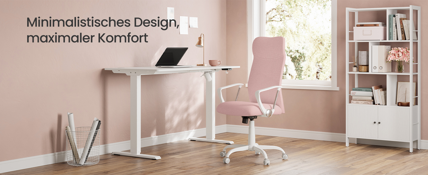 Офісний стілець SONGMICS, ергономічний, регульований, до 100 кг, Bonbonrosa (рожевий)