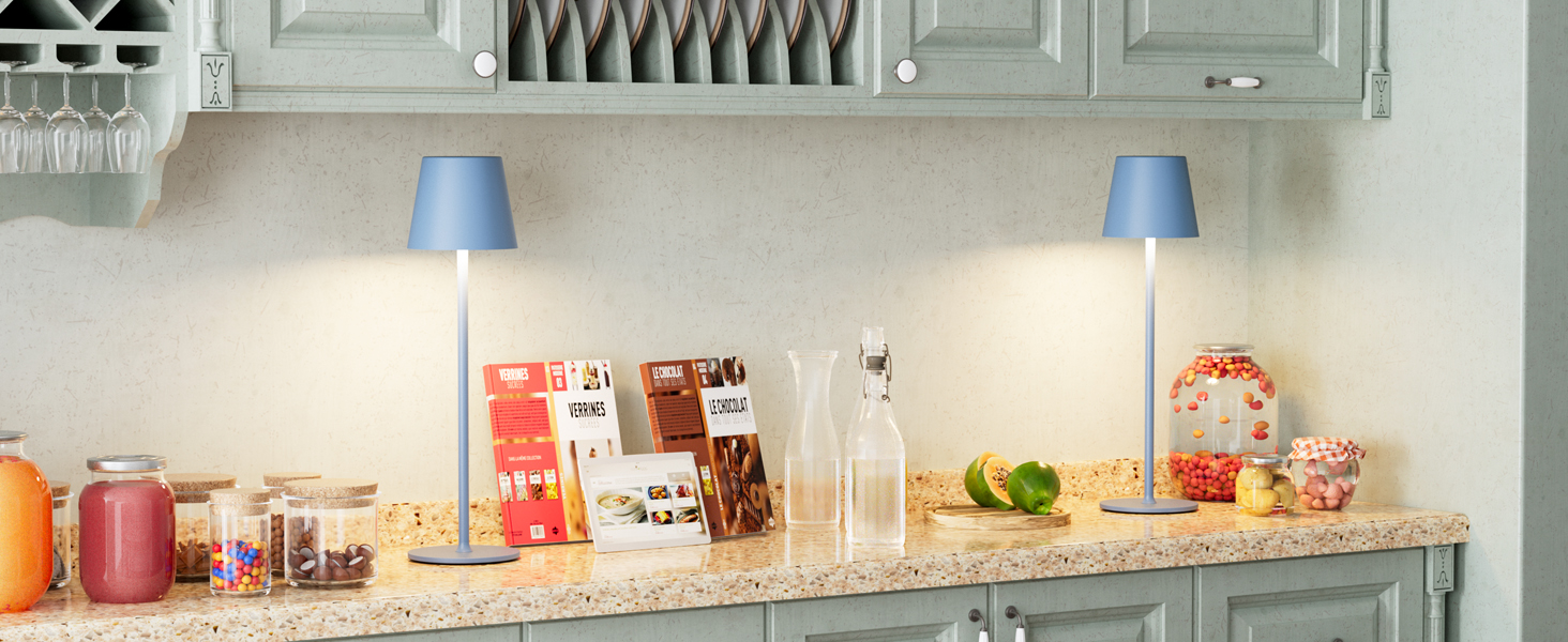 Набір з 2-х бездротових настільних LED світильників з акумулятором, сенсорне регулювання яскравості, 3 режими кольору, USB-C зарядка для спальні, обіднього столу, кемпінгу (Чорний)