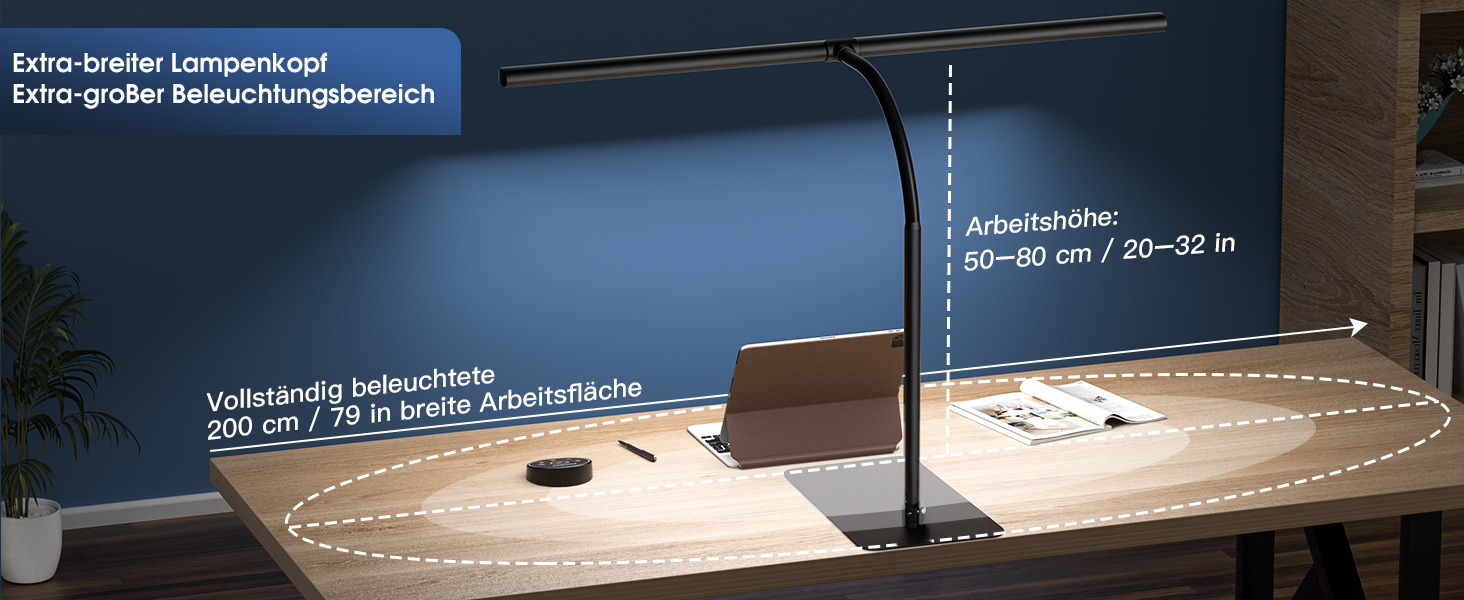 LED лампа настільна EYOCEAN з жестами та пультом, 24W, 80см, для офісу, читання, архітекторів, дизайнерів (чорна матова)