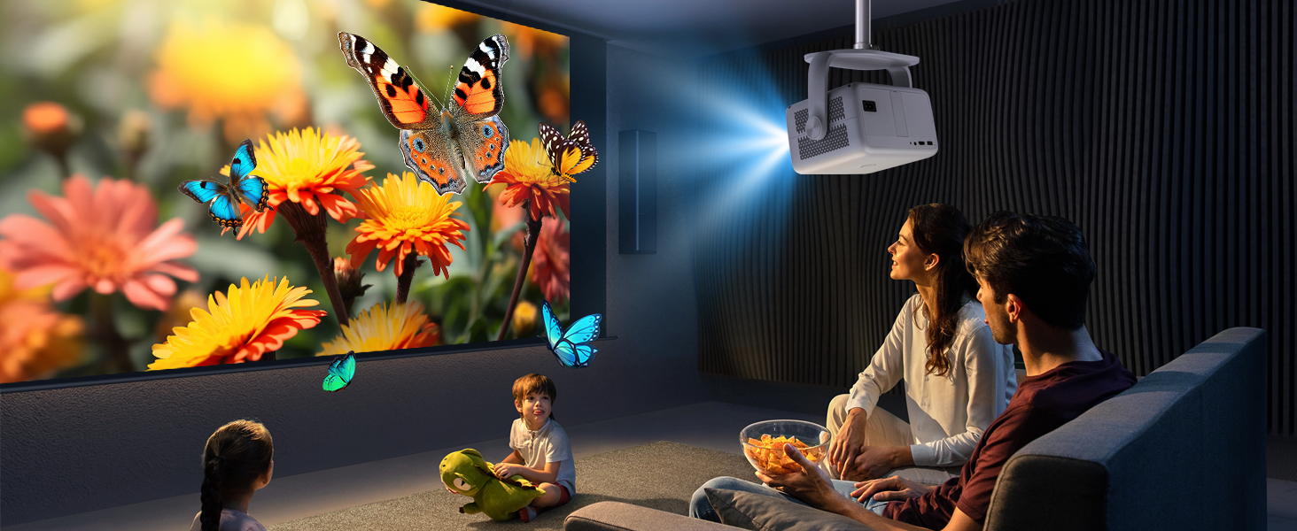 Beamer 4K з автофокусом та автотрапецеїдною корекцією: проєктор WiFi6 Bluetooth5.2, 360° обертання, FHD 1080P, для домашнього кінотеатру, з голосовим керуванням, для підключення телефону, підтримка Screen Mirroring
