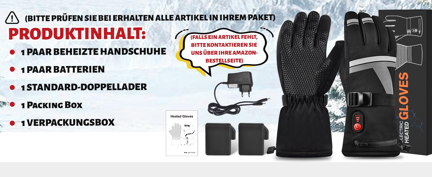 Електричні гріючі рукавички для катання на лижах, велосипеді та мотоциклі з акумулятором 7.4V 6400mAh, 3 режими нагріву, зимові рукавички