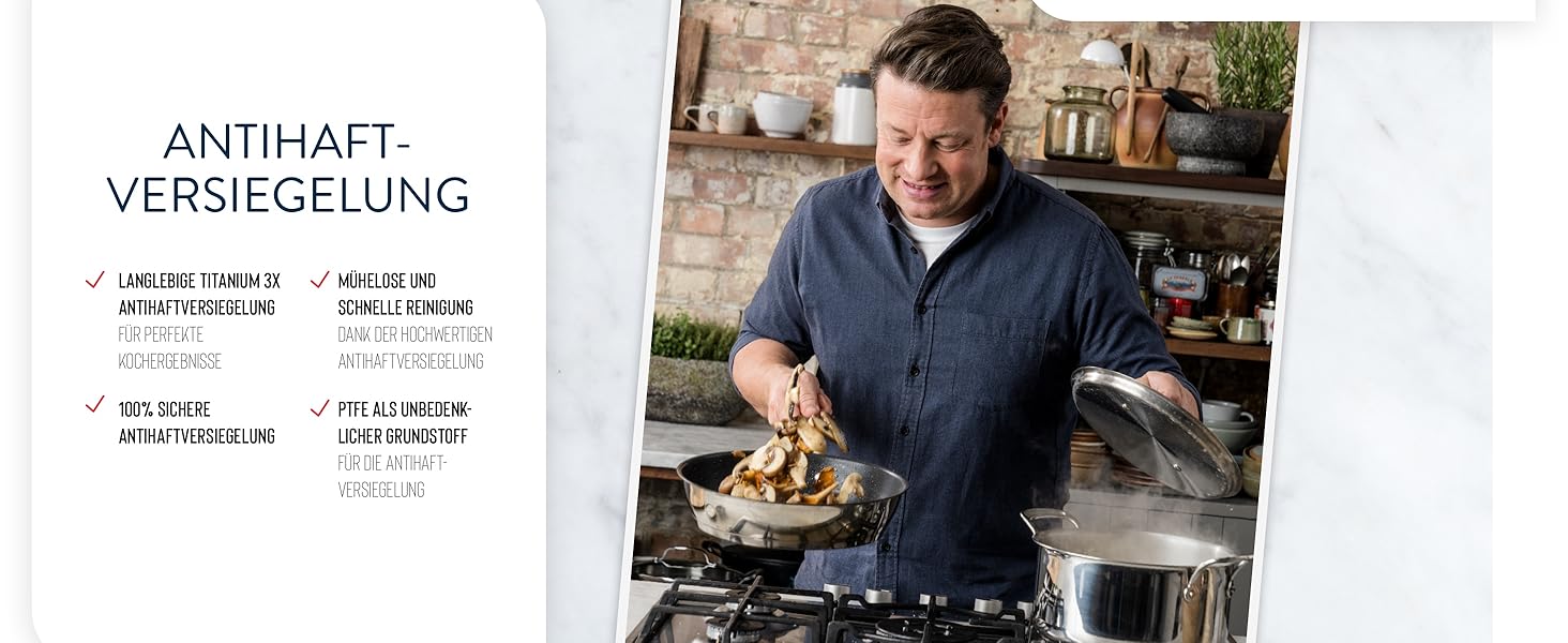 Сковорода Tefal Jamie Oliver Cook's Classics 28 см, індукційна, антипригарна, з термоіндикатором, нержавіюча сталь