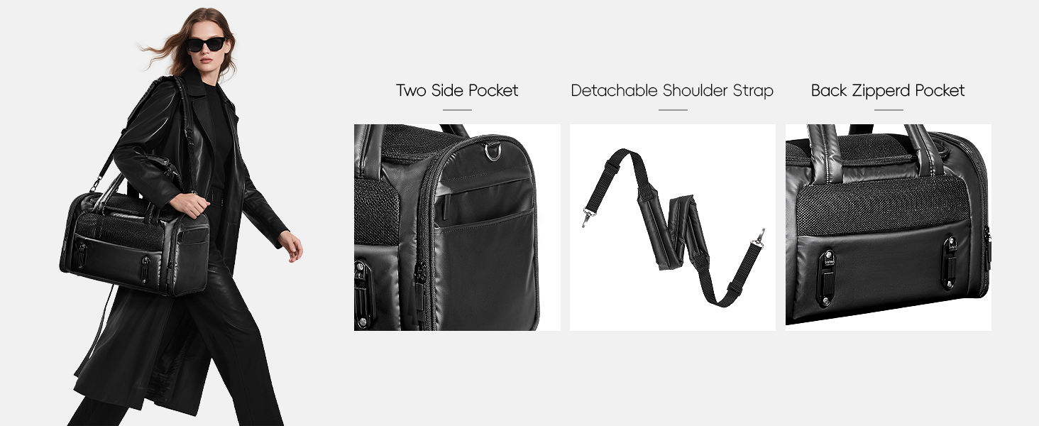 Транспортна переноска для собак та котів, чорна, M - складана переноска для подорожей літаком, авто та потягом