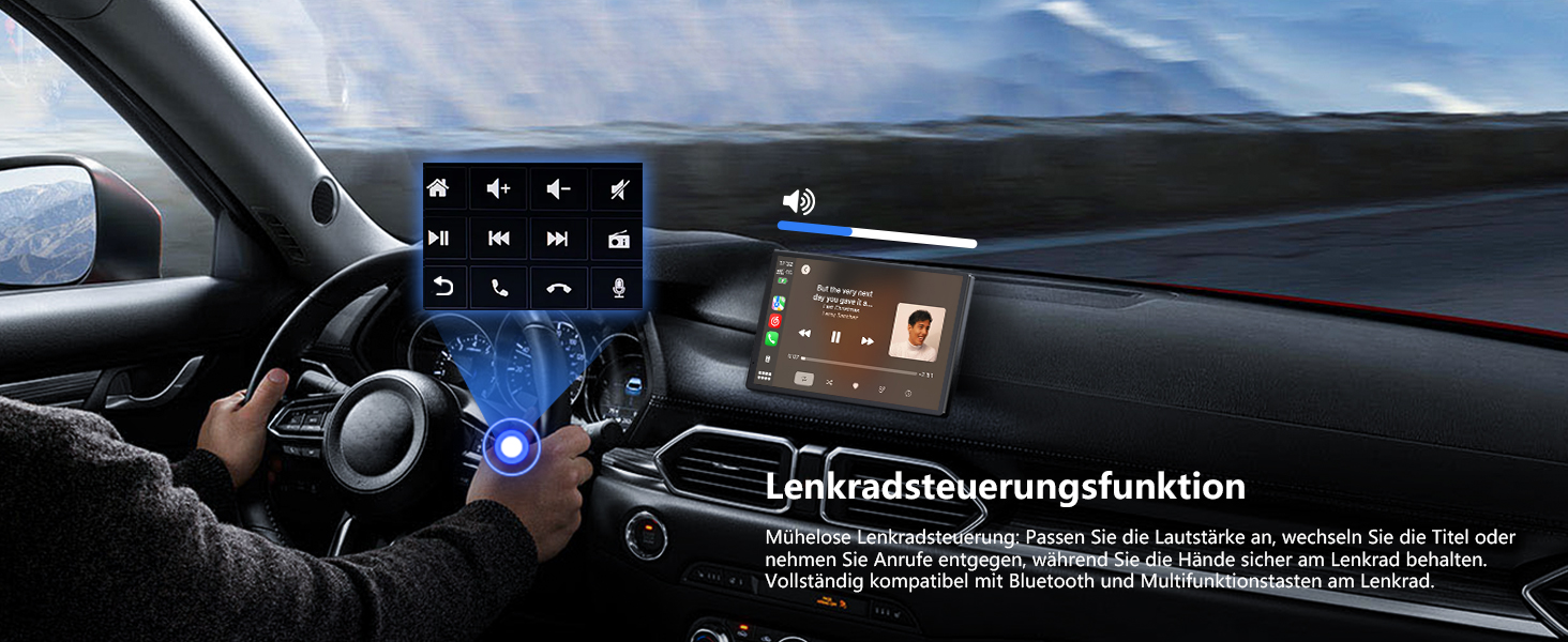 Портативна автомагнітола Krunia 8'' з Apple CarPlay і Android Auto, 1440x900 HD-дисплей, магнітне кріплення, OTA-оновлення, камера заднього виду, Bluetooth, голосове керування, GPS-навігація