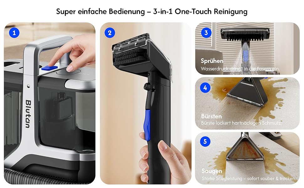 B Fluffy N6 Kit: Миючий пилосос 3-в-1 для м'яких меблів, килимів та диванів. Комплект з миючим засобом. Потужність 600W, 18kPa, 2.3L+1.2L резервуари.