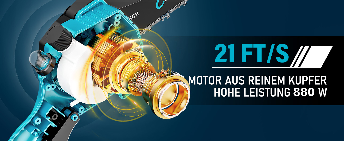 Акумуляторна міні-піла 6 дюймів 880W з чистої міді та блокуванням безпеки. Ідеальна електрична ручна пила для обрізки гілок та дерева в саду. 10000mAh