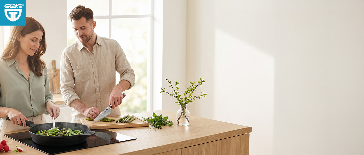 Набір столових приборів GRÄWE для стейку, 12 предметів, на 6 осіб, нержавіюча сталь, полірована, важкі, для посудомийної машини, чорна ручка Нюрнберг