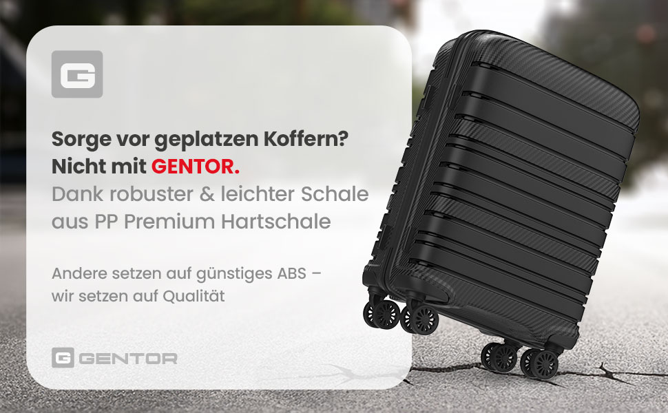 Чемодан GENTOR великий на колесах 64x44x24 см – Легкий валіз з жорстким корпусом та TSA-замком – Чемодан з жорсткою обшивкою L для подорожей та відпочинку – Чорний L Чорний