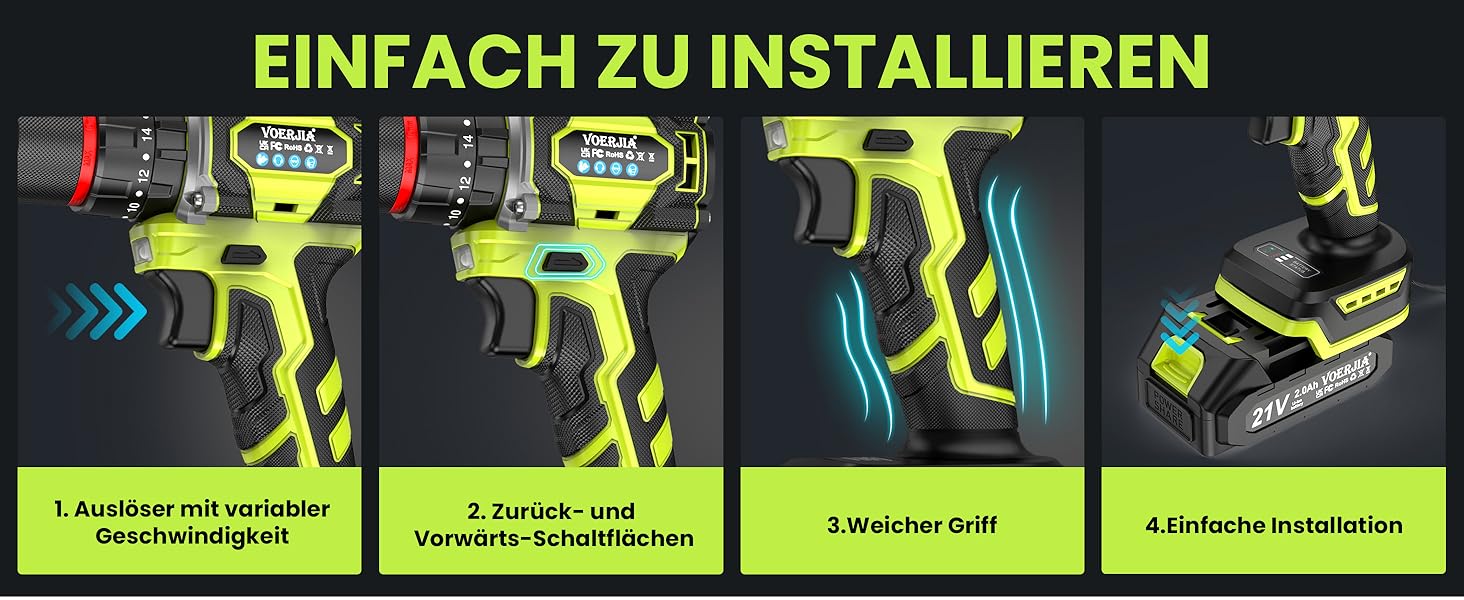 Акумуляторний дриль-шуруповерт 21V з набором аксесуарів (29 шт), безщітковий двигун, 2 акумулятори 2000 mAh, LED-ліхтар, 2 швидкості