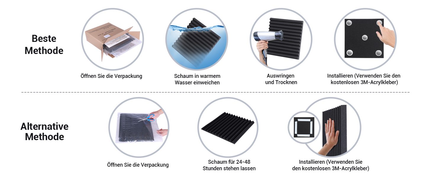 Акустичні панелі Ohuhu для звукоізоляції, шумопоглинаючий пінополістирол 30x30x2,5 см, 24 шт. — для студії, подкастів та геймінгу