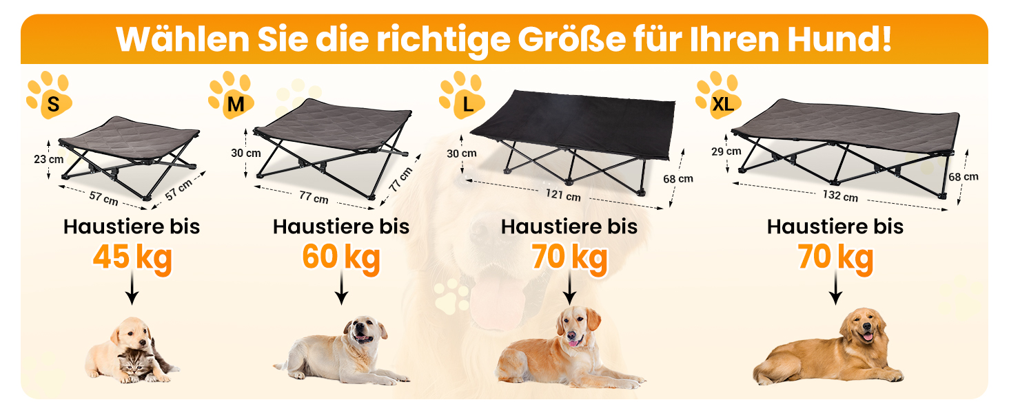 КінгКемп Лежанка для собак, піднята лежанка для домашніх тварин, Outdoor, чорна, 57 x 57 x 23 см